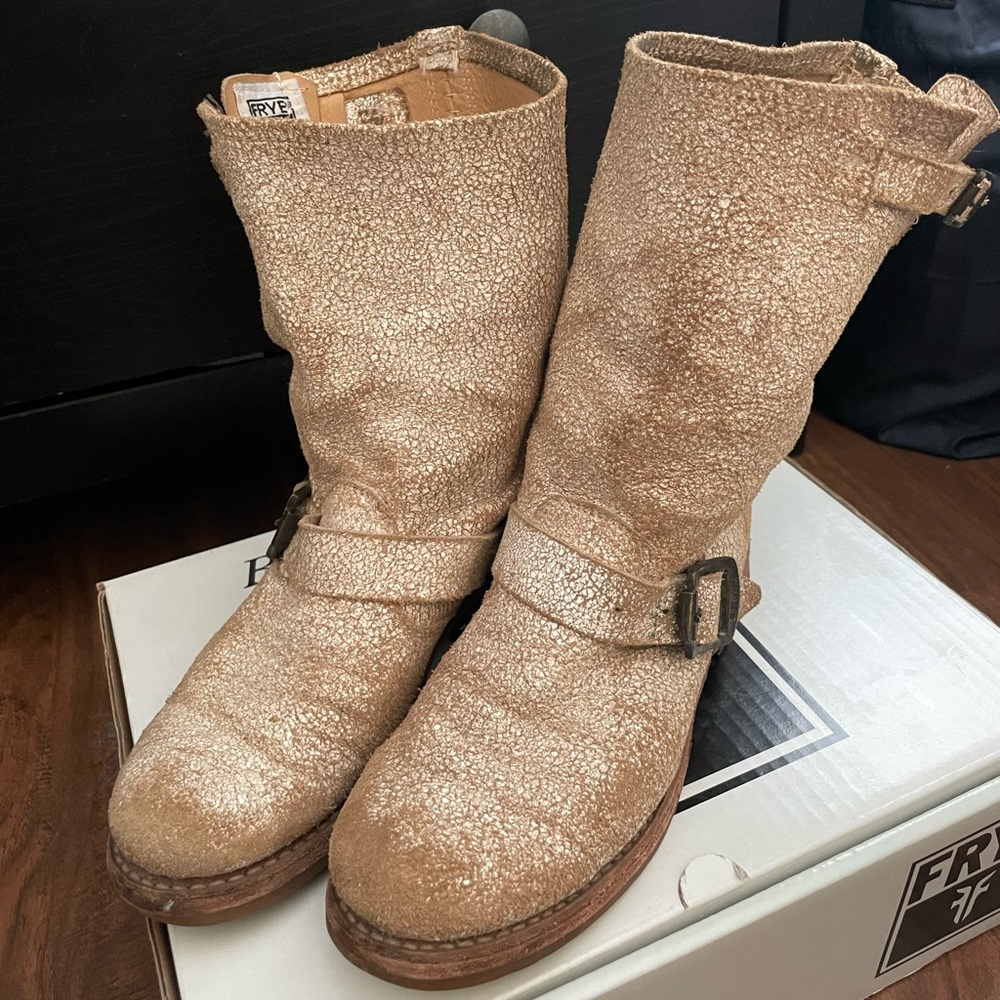 Frye distressed engineer boots